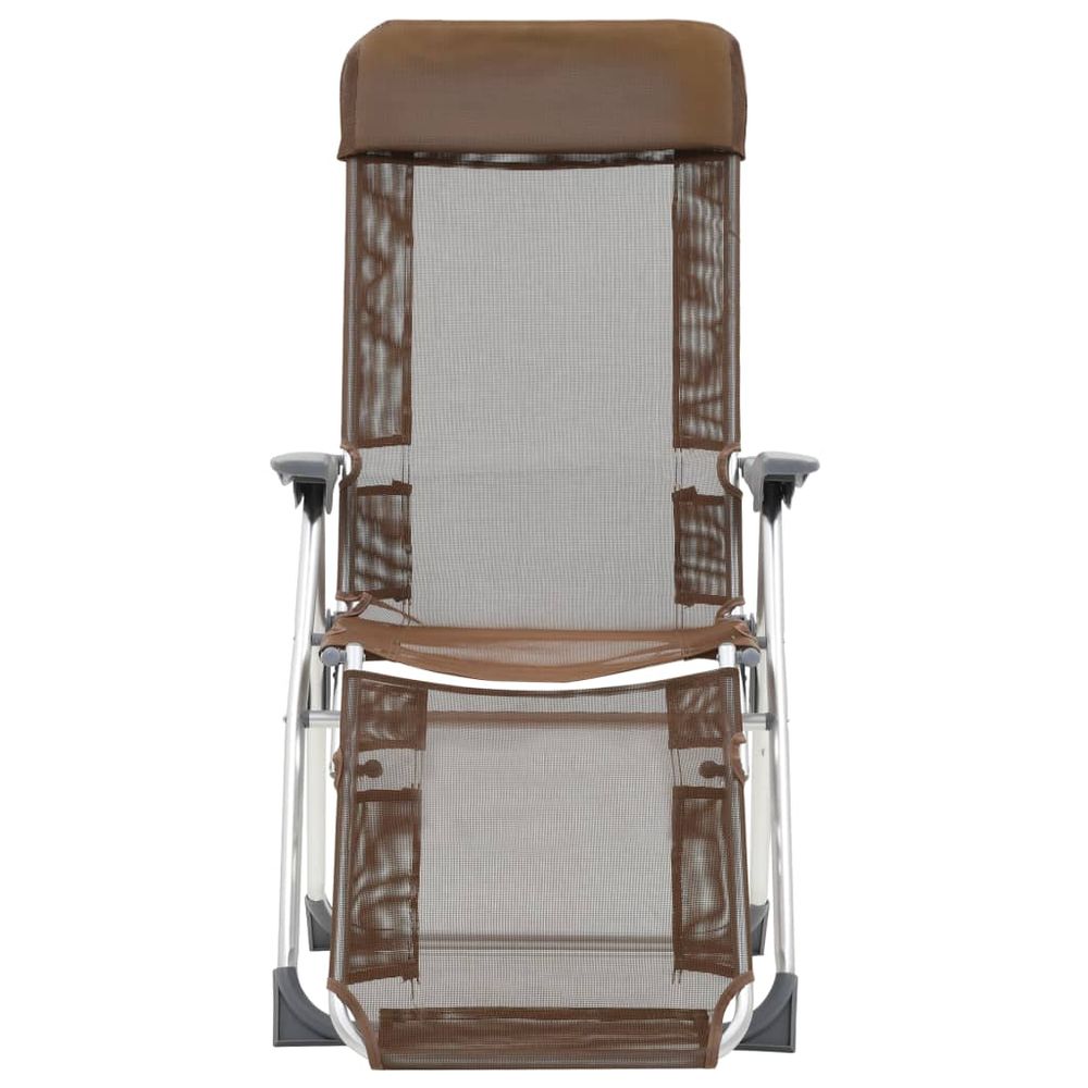Folding Camping Chairs with Footrests 2 pcs Brown Textilene - anydaydirect