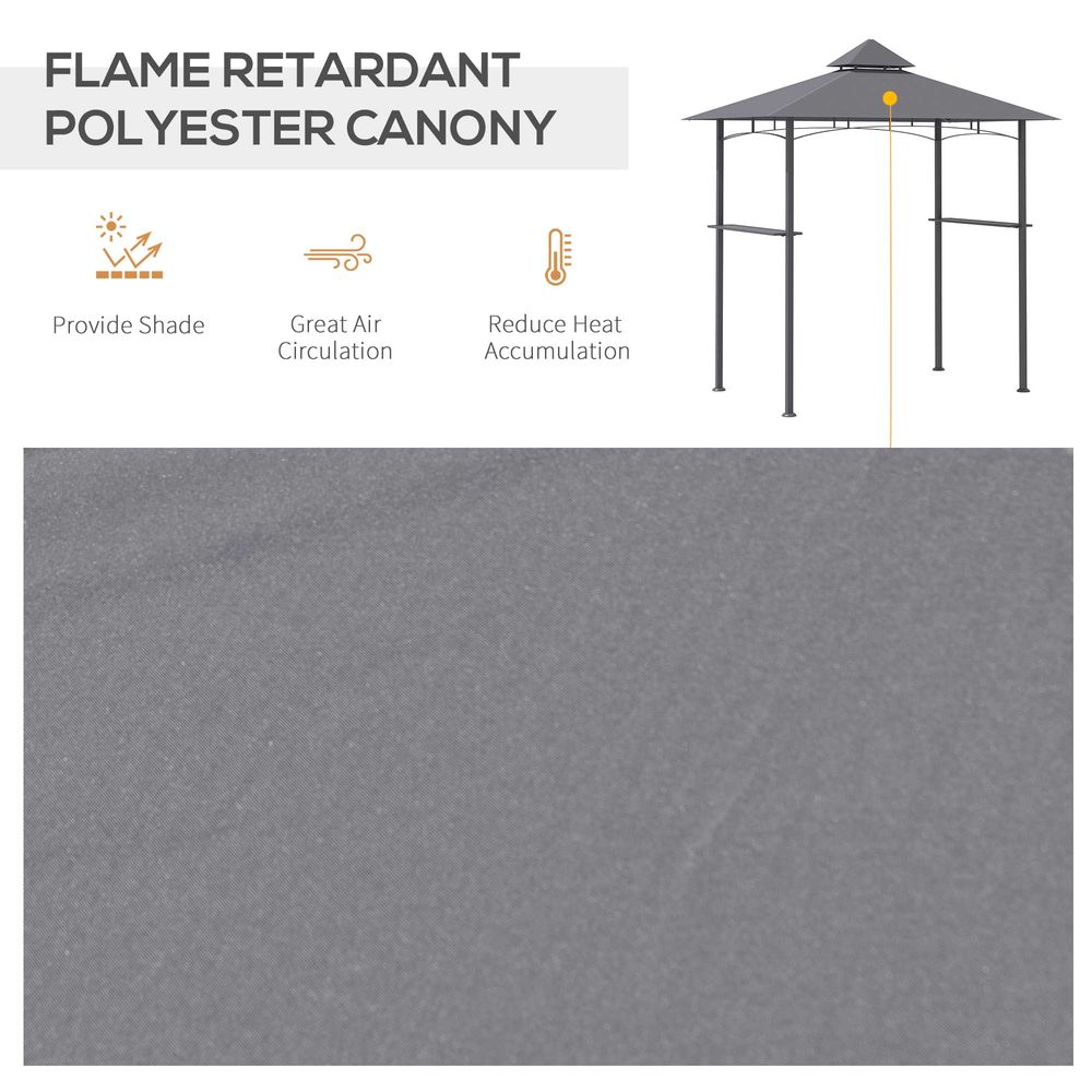 2.5M 8ft New Double-Tier BBQ Gazebo Grill Canopy Barbecue Grey - anydaydirect