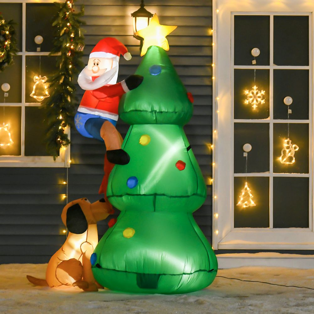 1.8m Inflatable Christmas Tree, LED Lighted with Santa Claus Dog Party Prop - anydaydirect