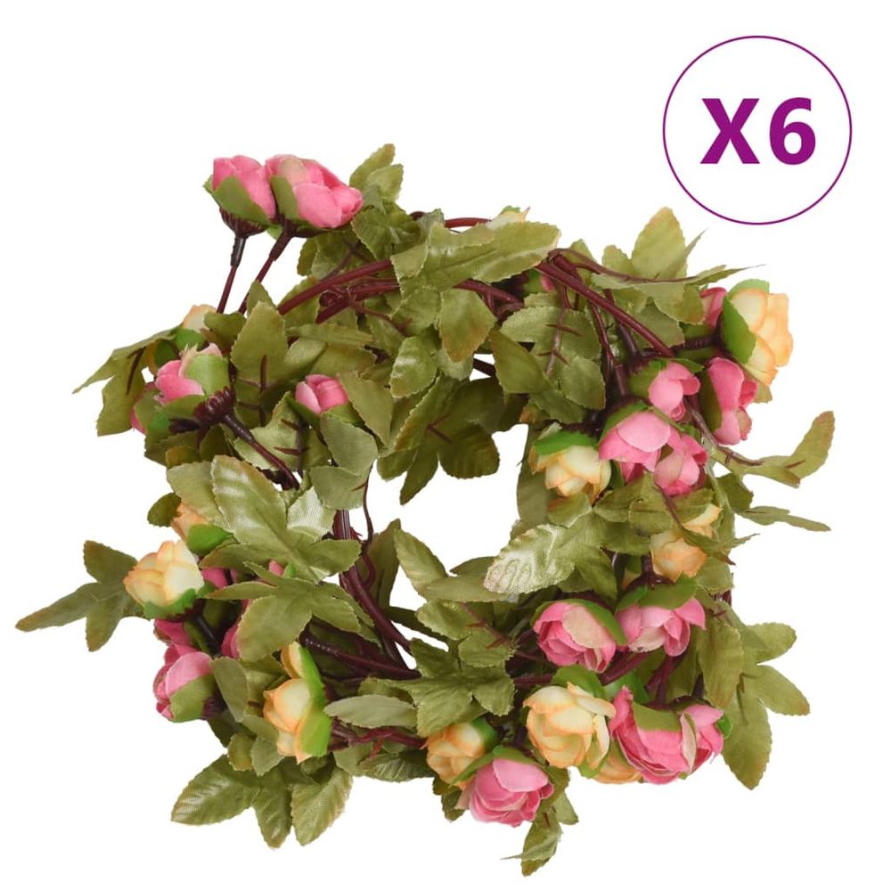 vidaXL Artificial Flower Garlands 6 pcs Pink 215 cm - anydaydirect
