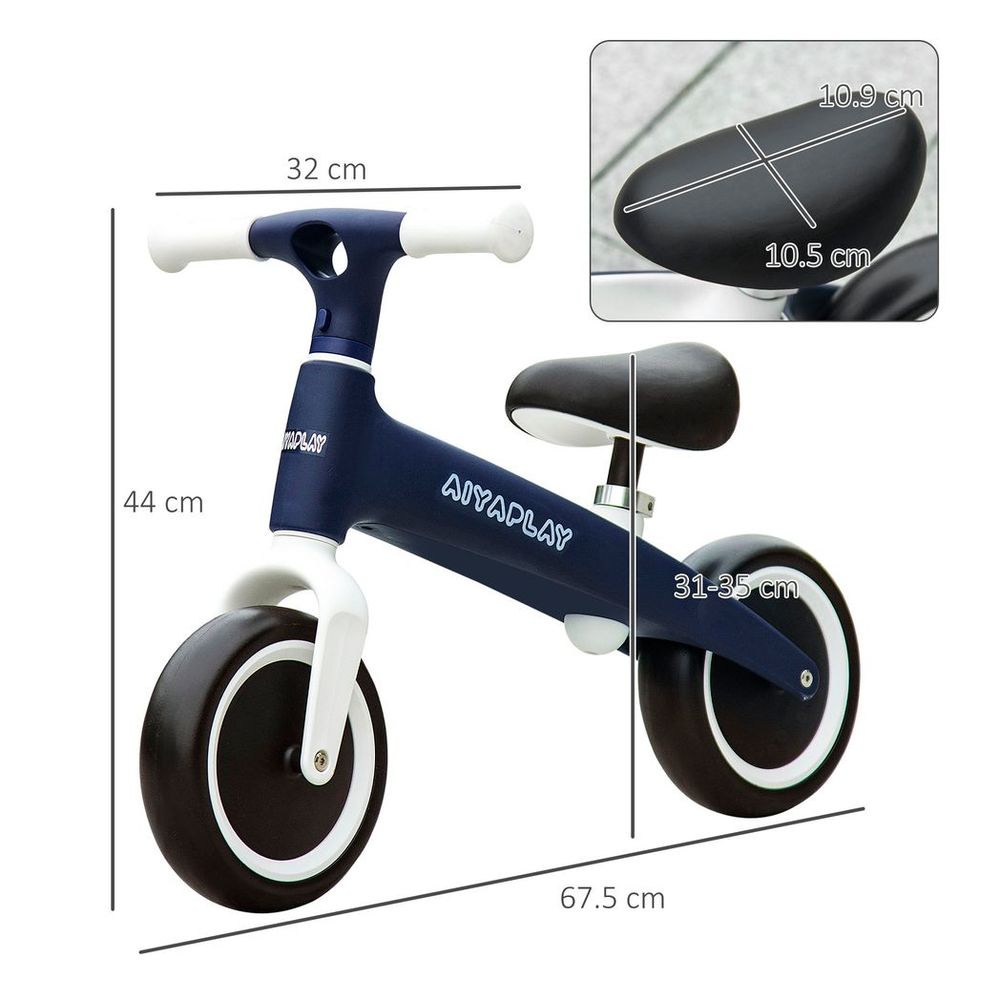 Baby Balance Bike, Children Bike Adjustable Seat, Wide Wheels - Blue - anydaydirect