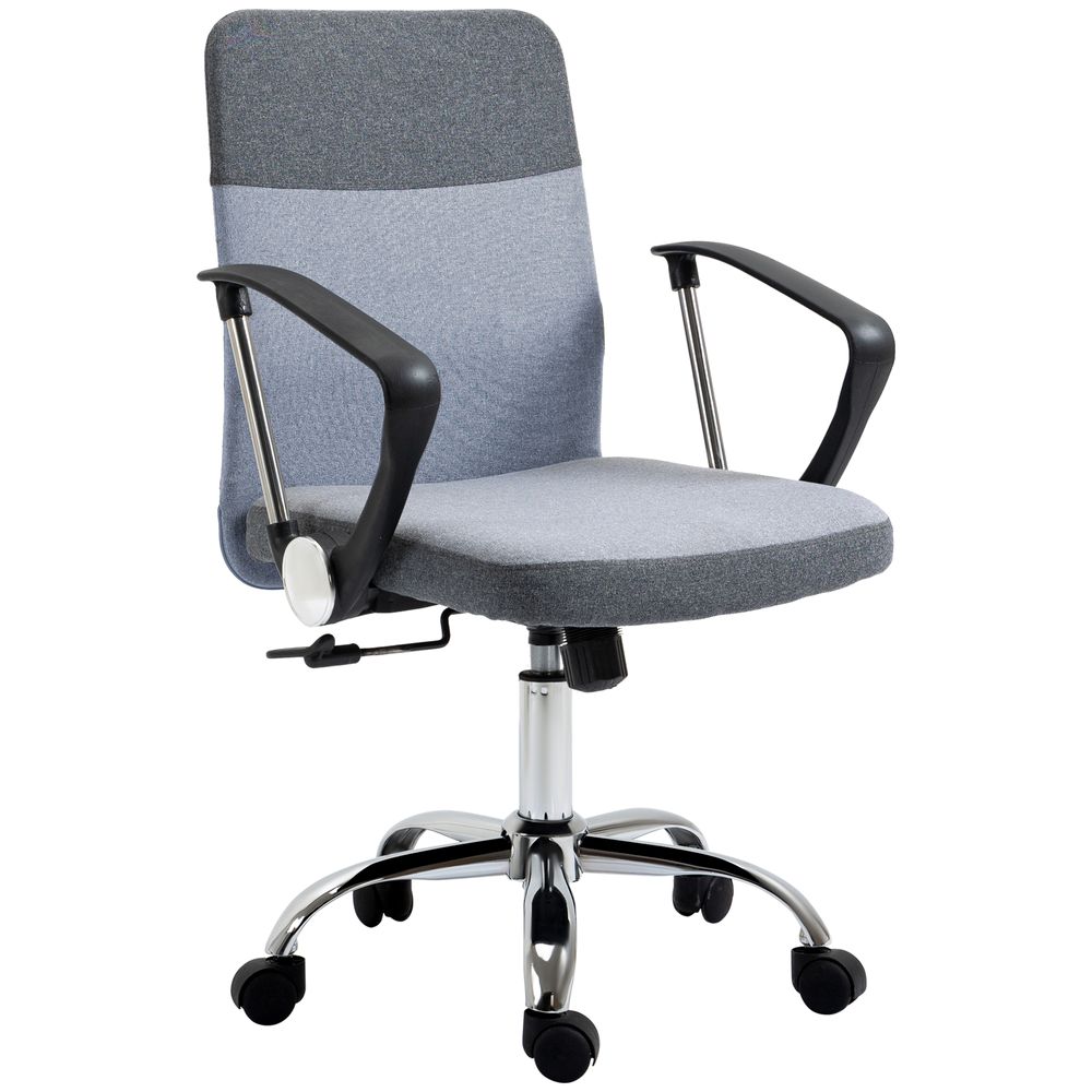 Office Chair Linen Swivel Desk Chair Home Study Rocker w/ Wheel, Grey Vinsetto - anydaydirect