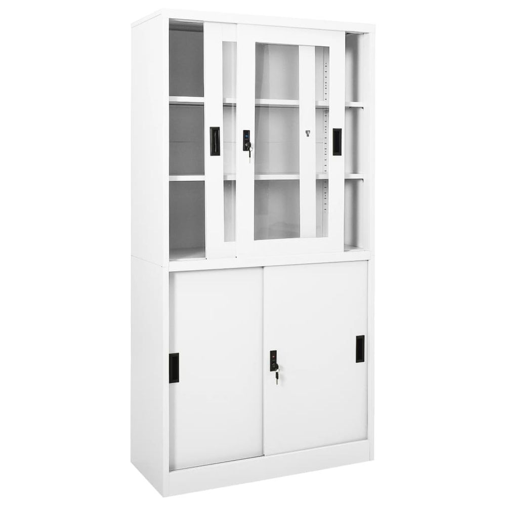 Office Cabinet with Sliding Door White 90x40x180 cm Steel - anydaydirect