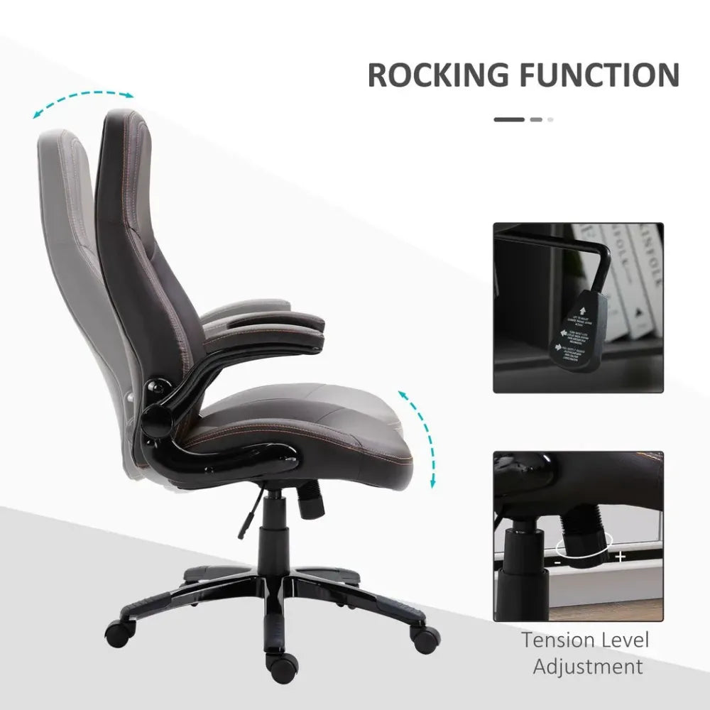 PU Leather Office Chair High Back Swivel Office Chair with Adjustable Height - anydaydirect