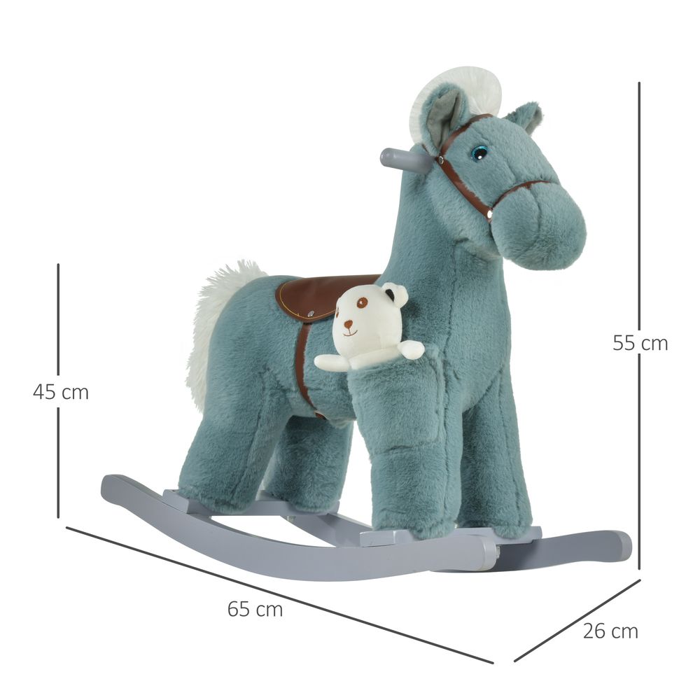 Kids Plush Ride-On Rocking Horse with Plush Toy Sound Handle Grip - anydaydirect