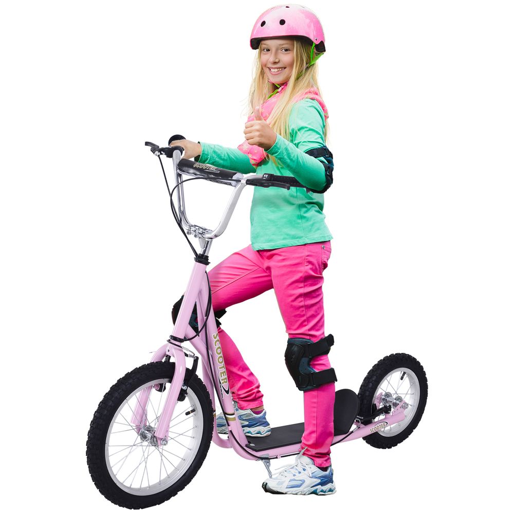 Teen Scooter Adjustable Height Dual Brakes Rubber Wheels Kickstand HOMCOM - anydaydirect