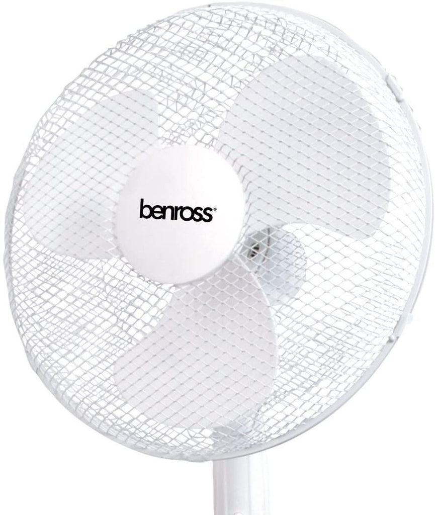 Benross 16 inch 3-Speed Stand Fan Oscillating and Tilting Head White - anydaydirect