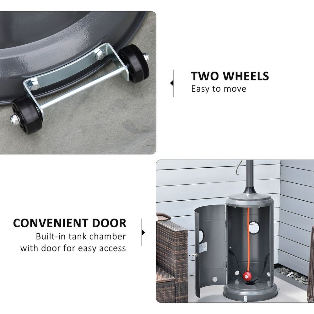 12.5KW Outdoor Gas Patio Heater w/ Wheels and Dust Cover Charcoal Grey - anydaydirect