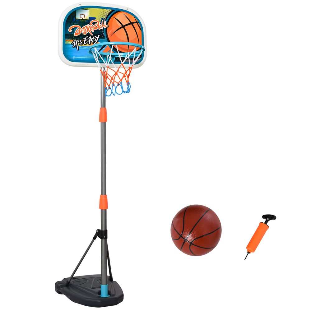 3 Pcs Kids Basketball Set Hoop Ball Pump Height Fillable Base 3-8 Yrs - anydaydirect
