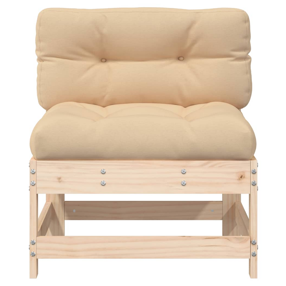 vidaXL Middle Sofa with Cushions Solid Wood Pine - anydaydirect