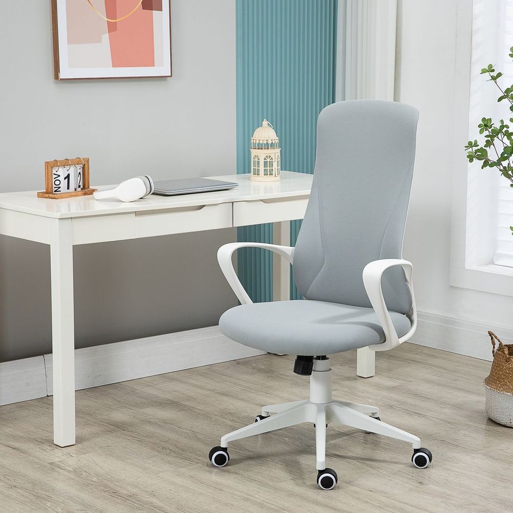 Vinsetto High-Back Home Office Chair Height Adjustable Elastic Desk Chair Grey - anydaydirect