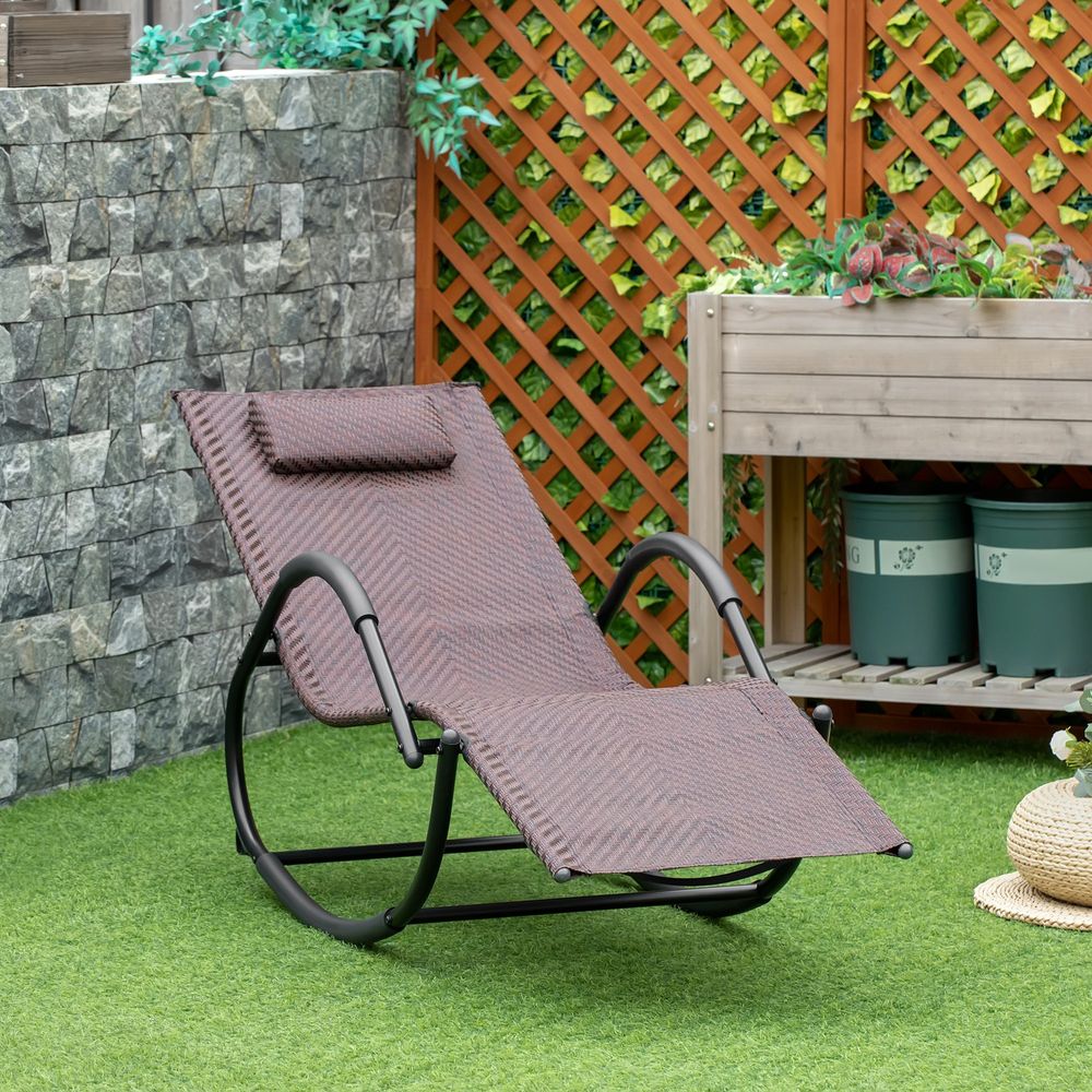 Zero Gravity Rocking Lounge Chair Patio Rocker Removable Pillow, Recliner Seat - anydaydirect
