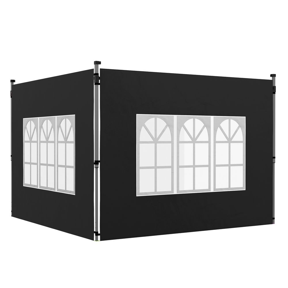 Outsunny Gazebo Side Panels for 3x3(m) or 3x4m Pop Up Gazebo, 2 Pack, Black - anydaydirect