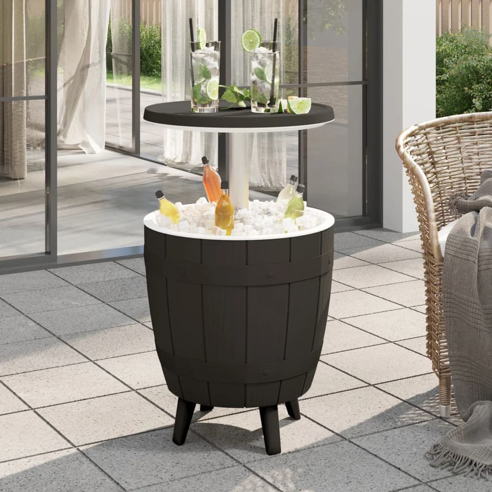 vidaXL 3-in-1 Ice Cooler Table Black Polypropylene - anydaydirect