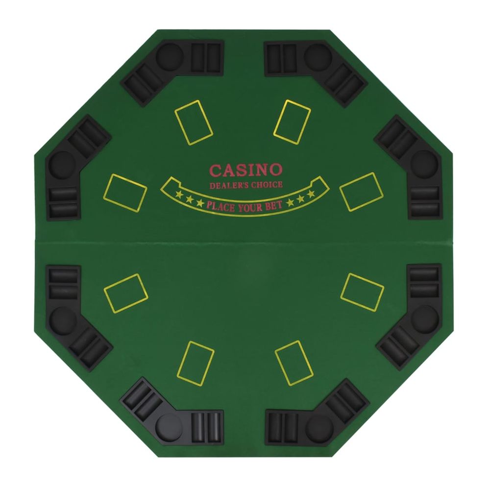 8-Player Folding Poker Tabletop 2 Fold Octagonal Green - anydaydirect