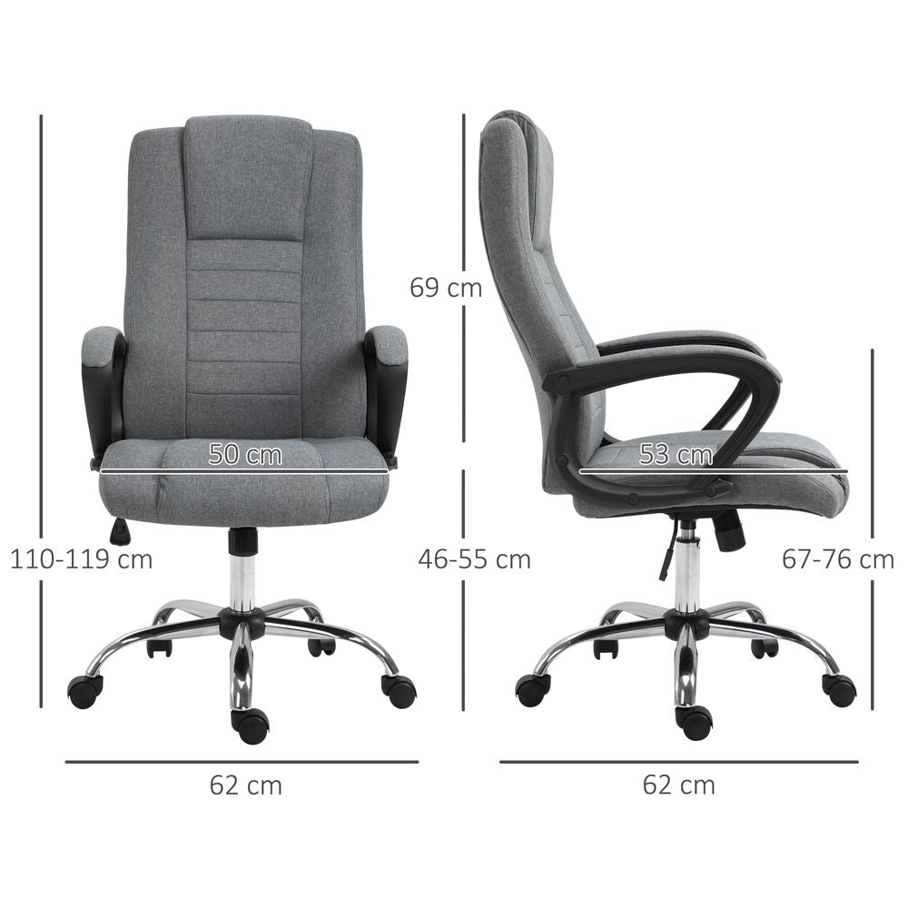 Linen Office Chair 360� Swivel High Back Wide Adjustable Seat Grey Vinsetto - anydaydirect