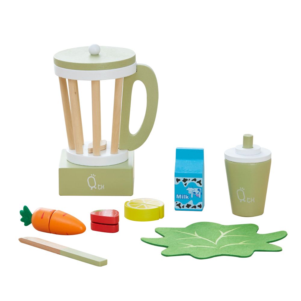 Wooden Blender Toy Play Kitchen Accessories 13 Pc Green TK-W00008 - anydaydirect