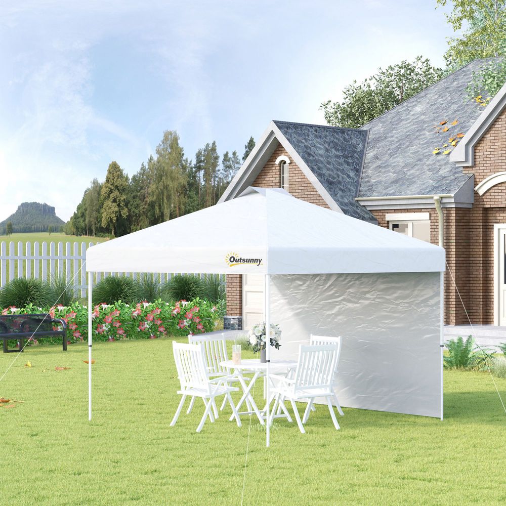 3x3(M) Pop Up Gazebo Canopy Tent w/ 1 Sidewall Carrying Bag White Outsunny - anydaydirect