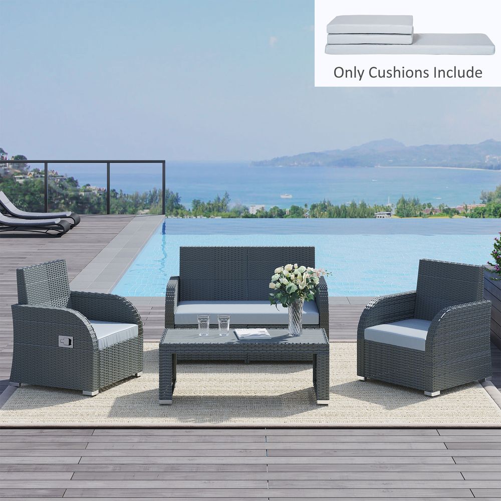 Seat Cushion Pads for Rattan Furniture, 3 PCs Garden Furniture Cushions, Grey - anydaydirect