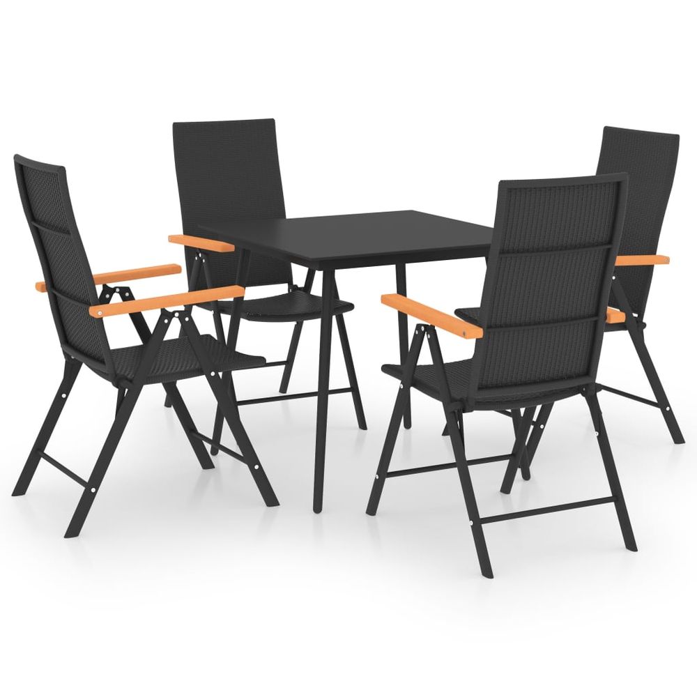 5 Piece Garden Dining Set Black and Brown - anydaydirect