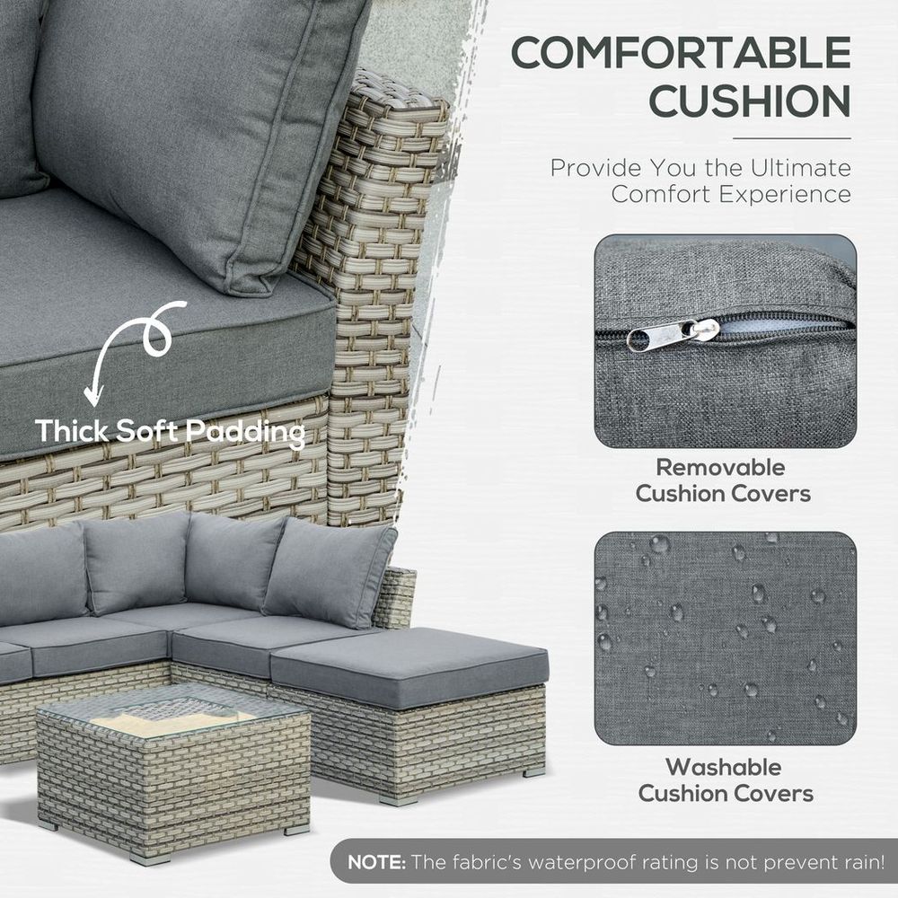 Patio PE Rattan Sofa Sectional Conversation Furniture Set w/ Ice Bucket - anydaydirect