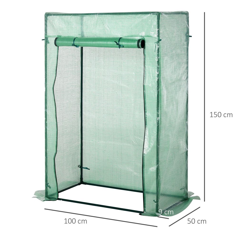 100 x 50 x 150cm Greenhouse Steel Frame PE Cover with Roll-up Door Outdoor - anydaydirect