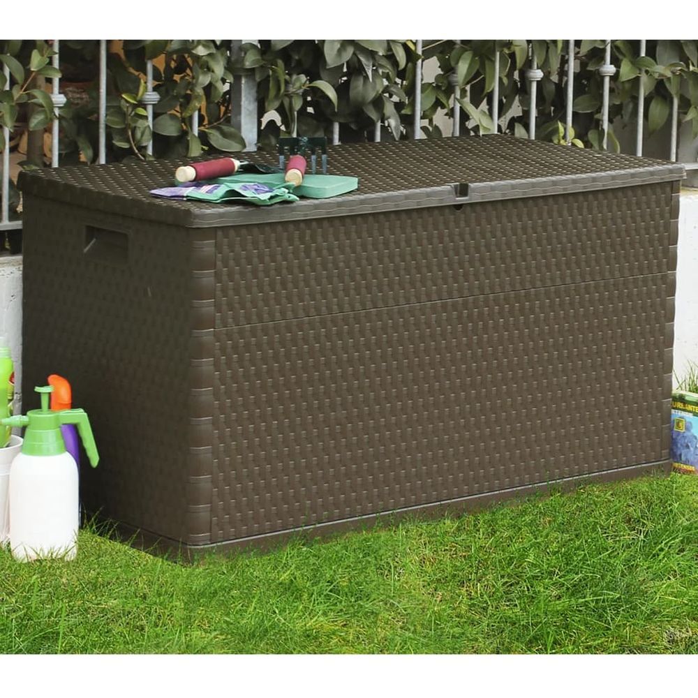 Garden Storage Box Brown 120x56x63 cm PP Rattan - anydaydirect