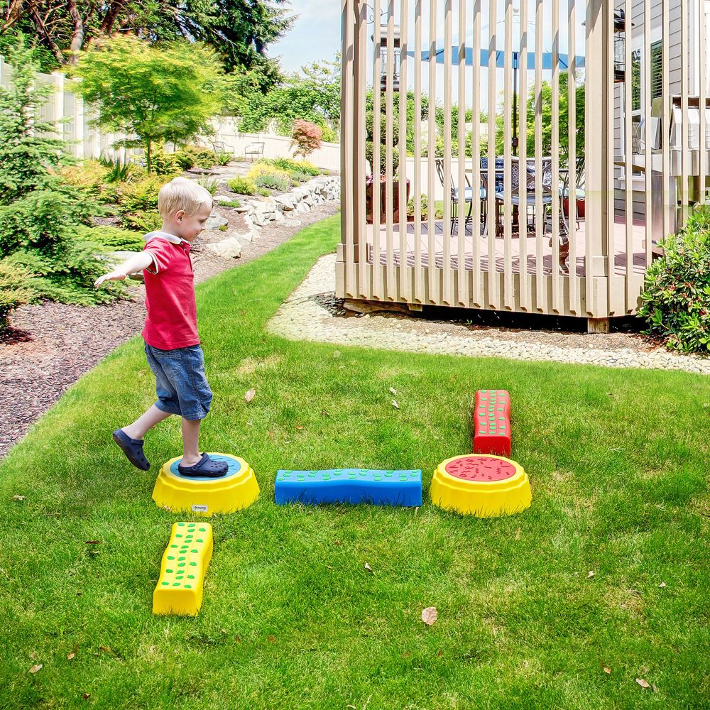 5 PCS Kids Stepping Stones Balance Beam Non-Slip Surface and Bottom Outsunny - anydaydirect
