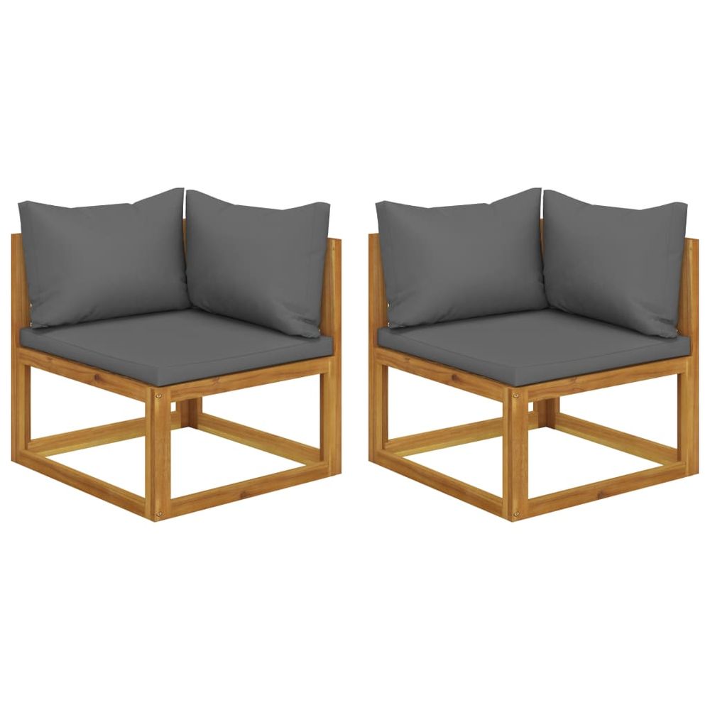 Sectional Corner Sofas 2 pcs with Cushions Solid Wood Acacia - anydaydirect