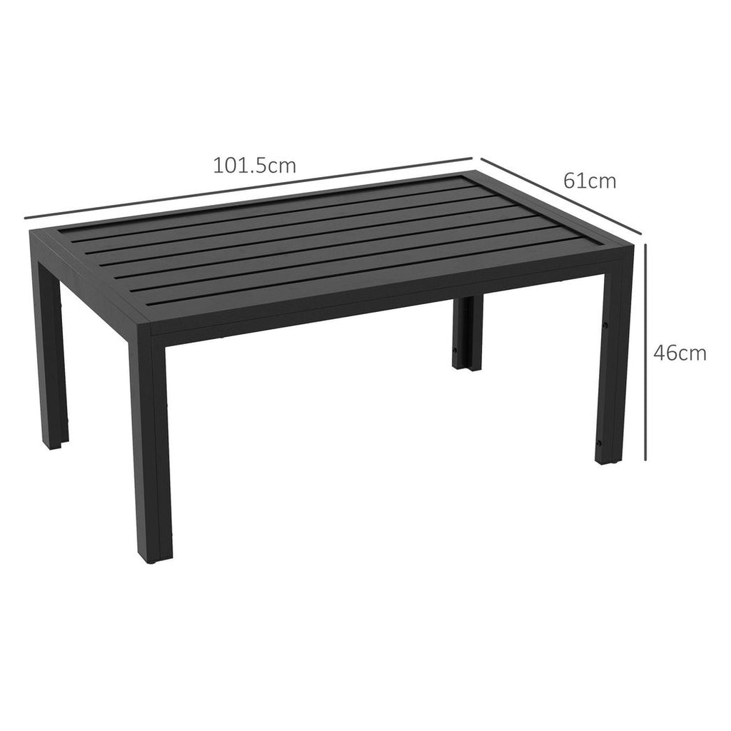 Outsunny Outdoor Side Table Garden Table with Steel Frame and Slat Top Black - anydaydirect