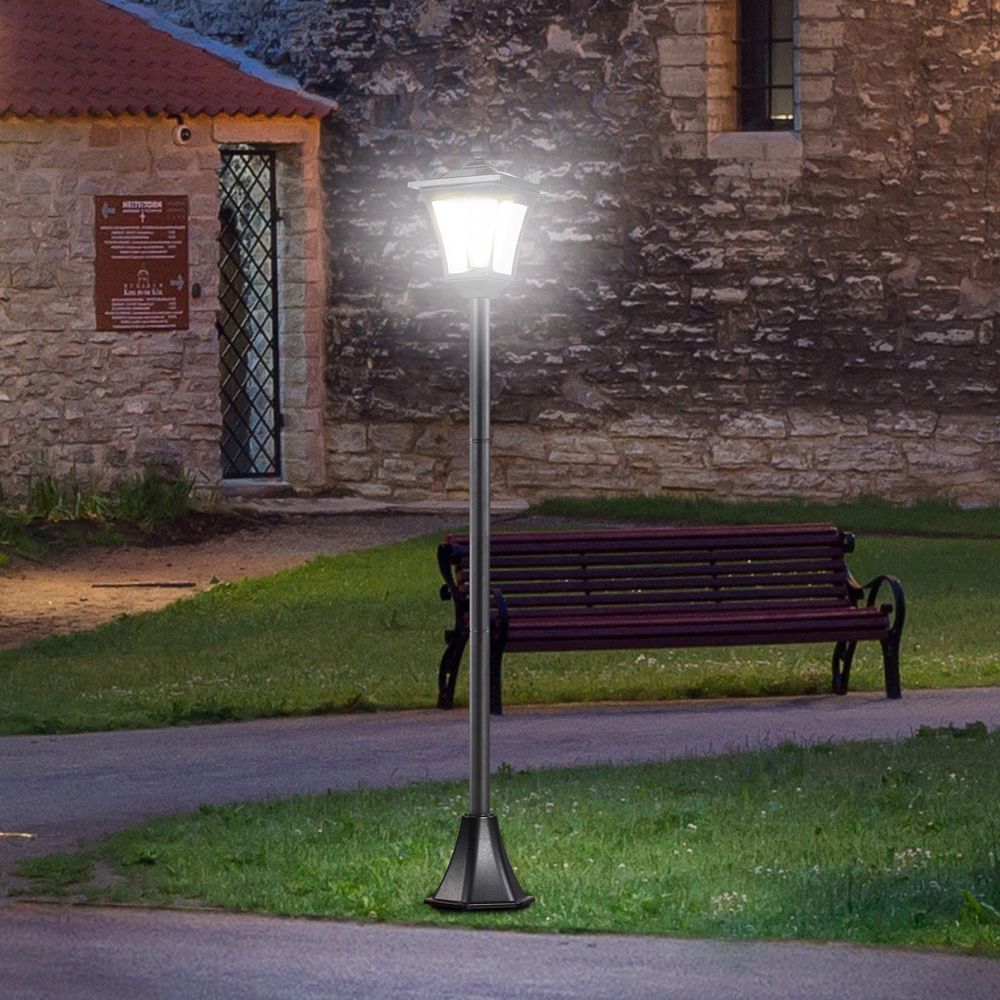 Outsunny Solar Powered Lamp Post, IP44, 18Lx18Wx160H cm-Black - anydaydirect