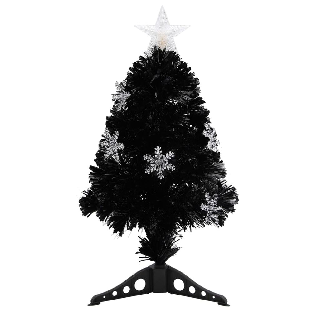 Christmas Tree with LED Snowflakes Black 64 cm Fibre Optic - anydaydirect