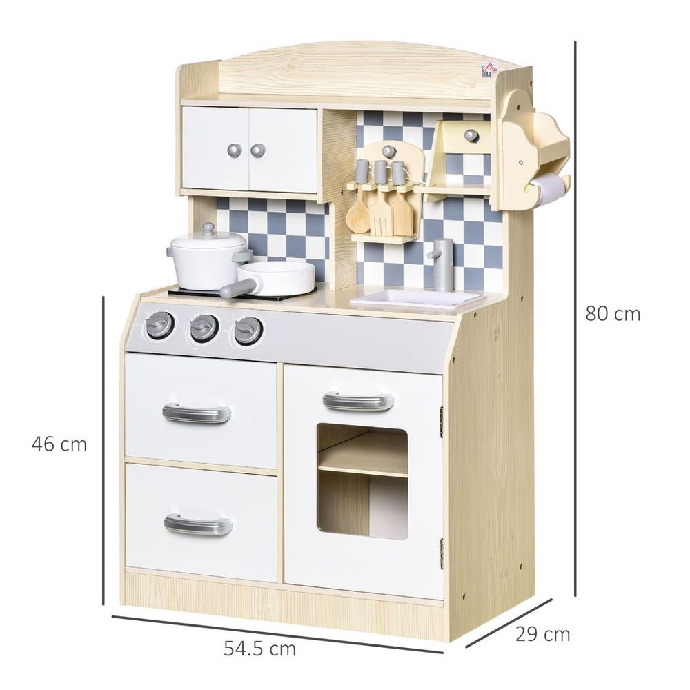Kids Kitchen Playset Cook Toy Multi-Storage w/ Sink Pots for 3-6 Years - anydaydirect