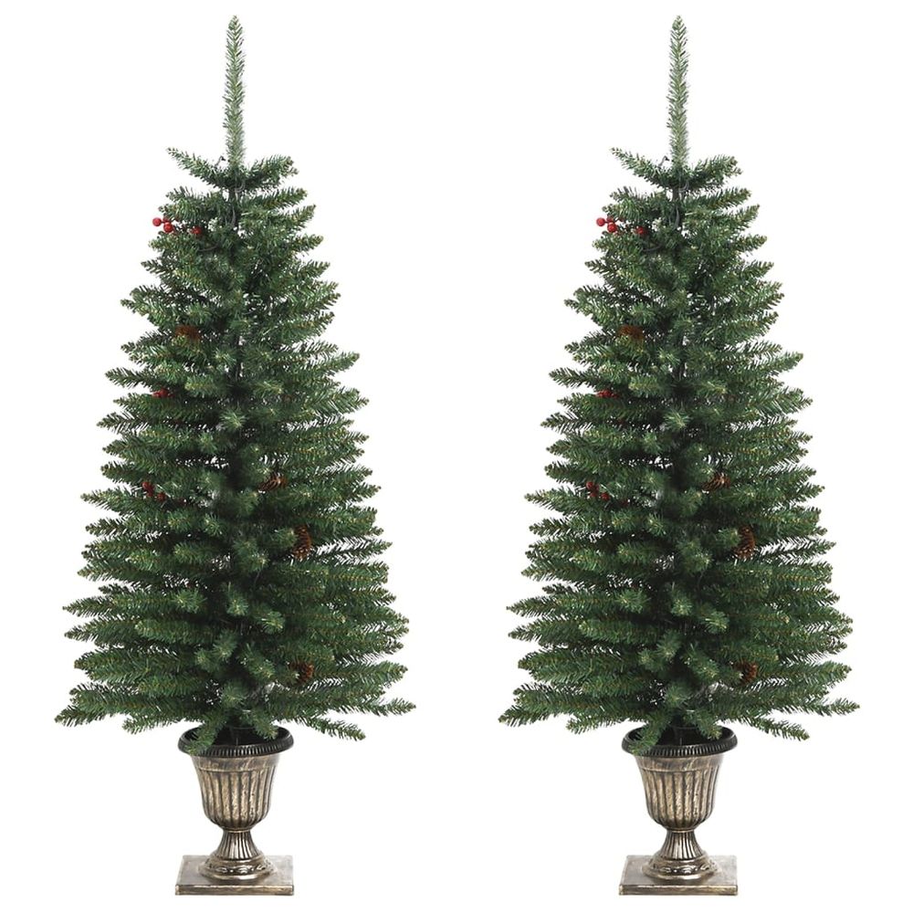 Artificial Christmas Trees 2 pcs with Wreath, Garland and LEDs - anydaydirect