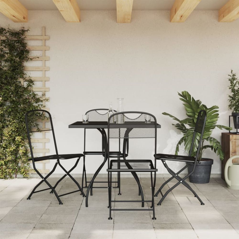 vidaXL 5 Piece Garden Dining Set Anthracite Metal Mesh - anydaydirect