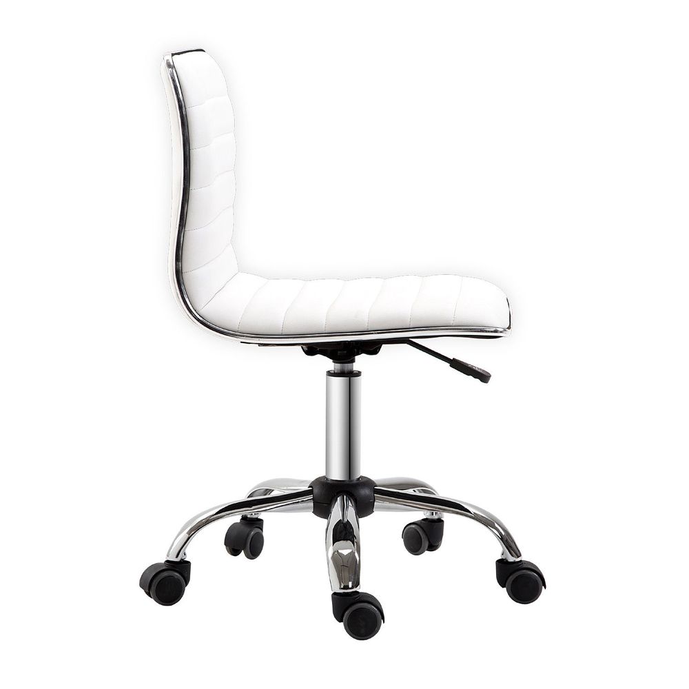 Armless Mid-Back Adjustable Office Chair  360 Swivel Ergonomic White HOMCOM - anydaydirect