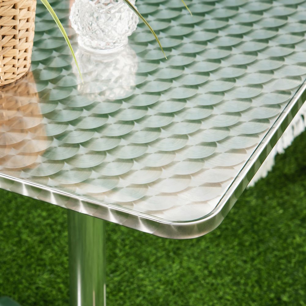 60x60cm Height Adjustable Square Bar Bistro Table Pub Stainless Aluminium Edge - anydaydirect