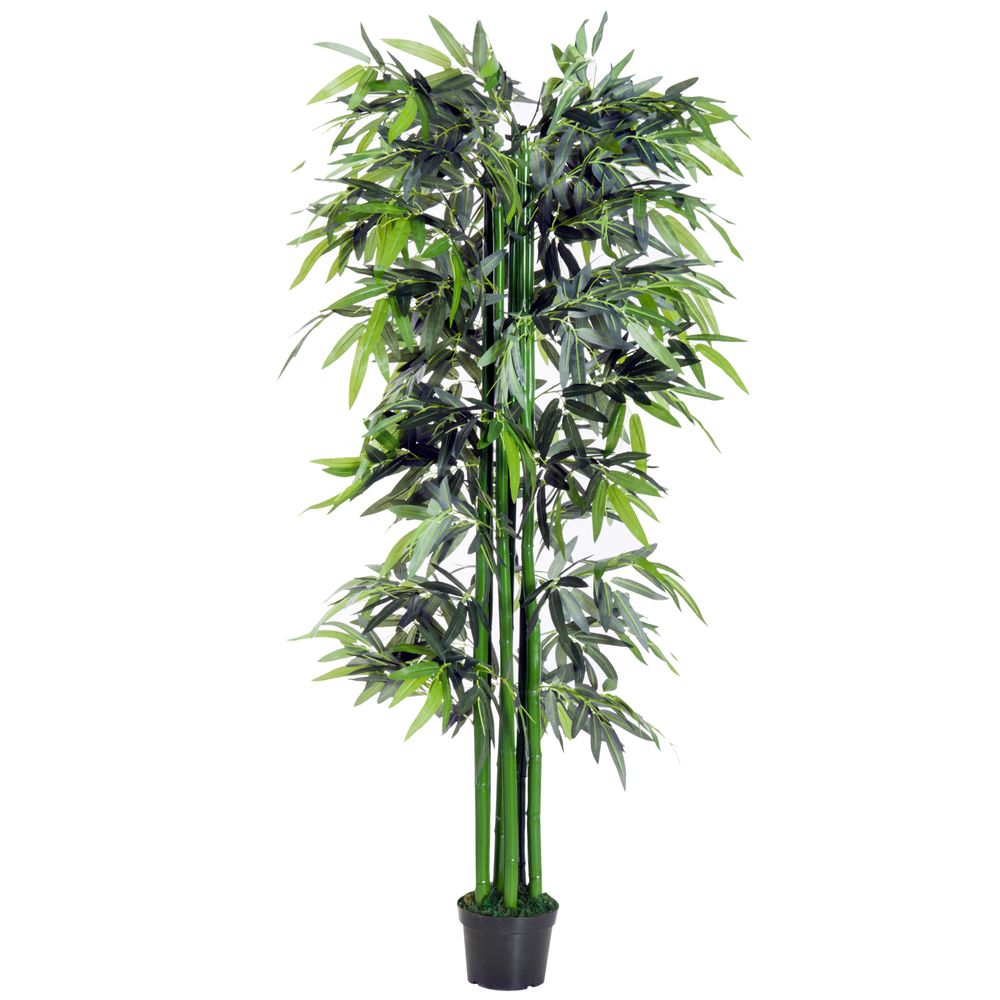 Artificial Bamboo Tree Plant, 1.8 m-Green Bamboo/ Black Pot - anydaydirect