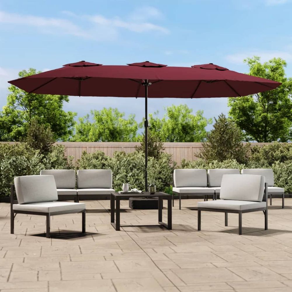 vidaXL Double-Head Parasol Bordeaux Red 449x245 cm - anydaydirect