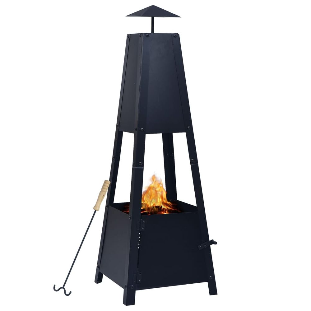 Fire Pit Black 35x35x99 cm Steel - anydaydirect