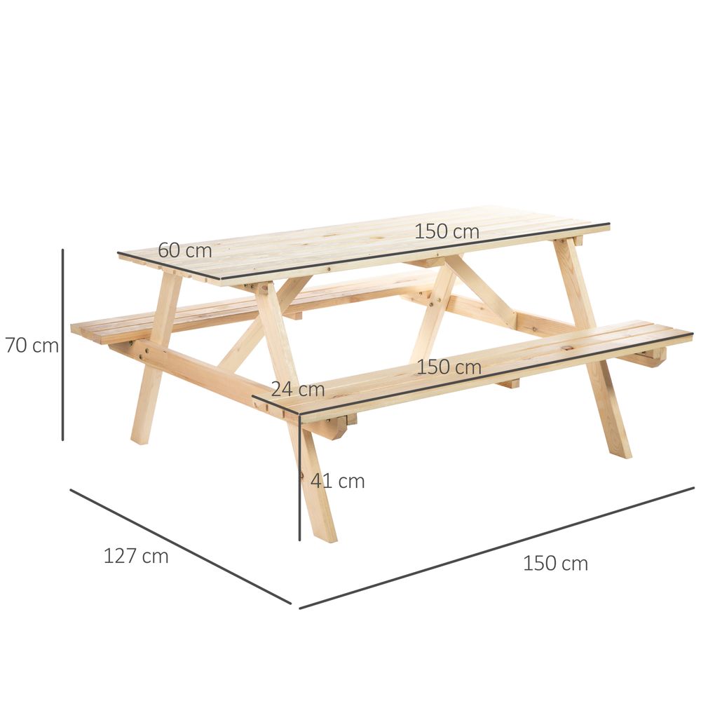Outsunny 4-Seater Wooden Picnic Set-Fir Wood - anydaydirect