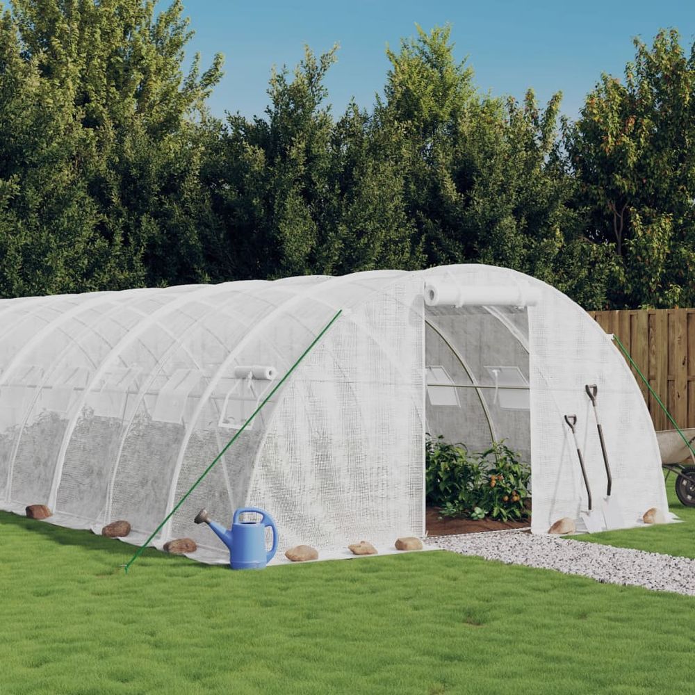 vidaXL Greenhouse with Steel Frame White 40 m² 10x4x2 m - anydaydirect