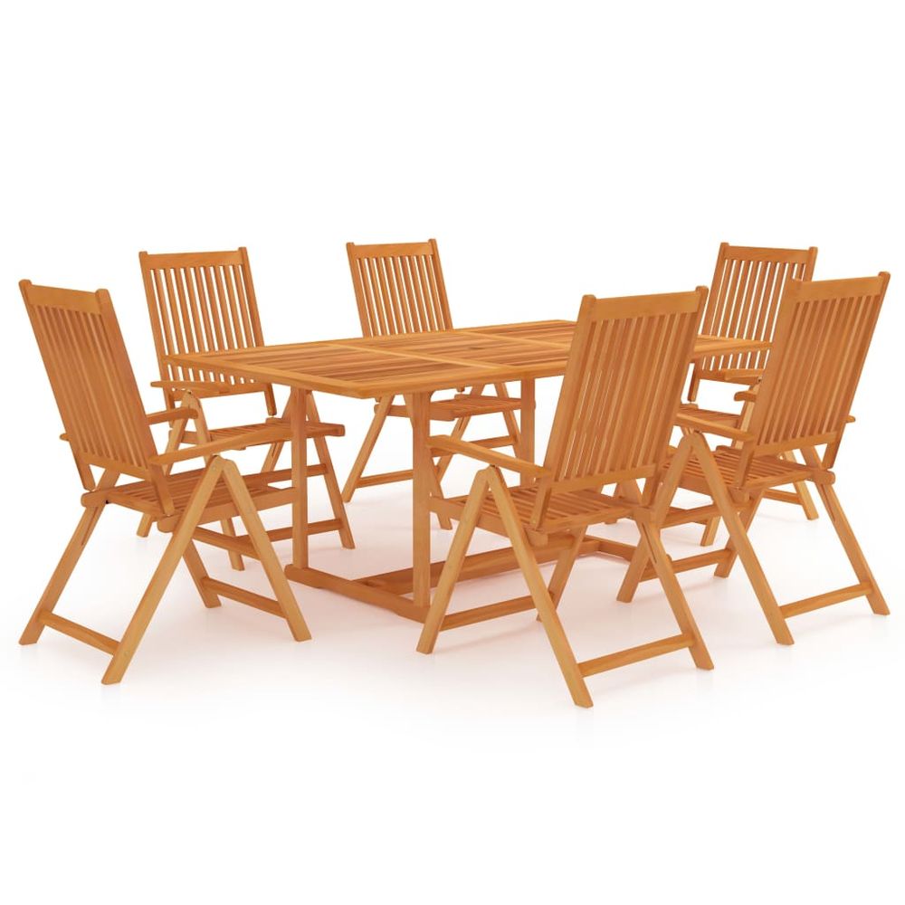 7 Piece Garden Dining Set Solid Teak Wood - anydaydirect