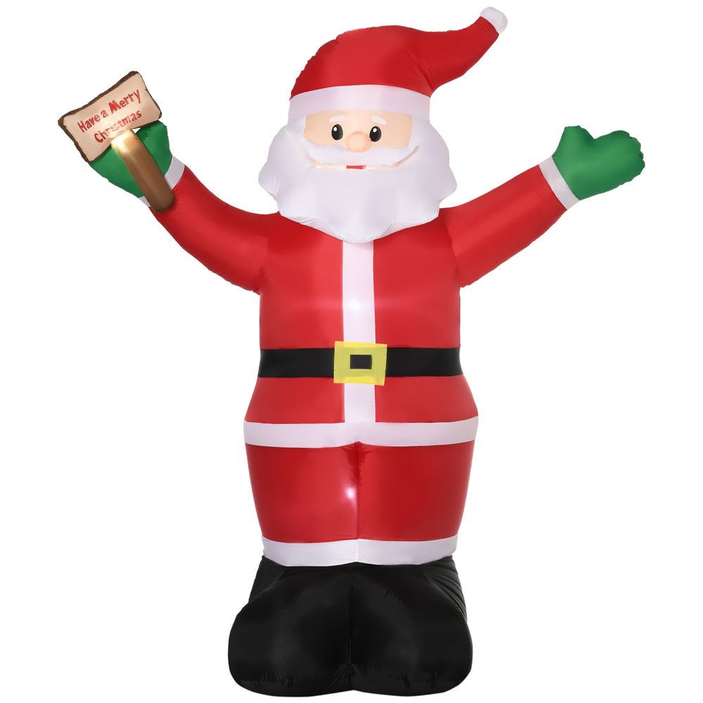 Outsunny 8' Inflatable Christmas Santa Claus Holds Light Sign of Blessings LED - anydaydirect