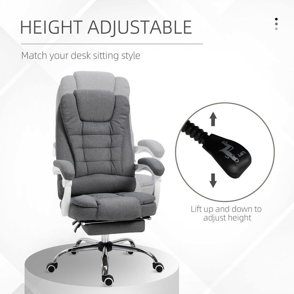 Computer Office Chair Home Swivel Task Recliner w/ Footrest, Arm, Grey - anydaydirect