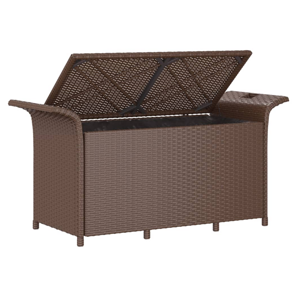 vidaXL Garden Bench with Cushion Brown 116x46x57 cm Poly Rattan - anydaydirect