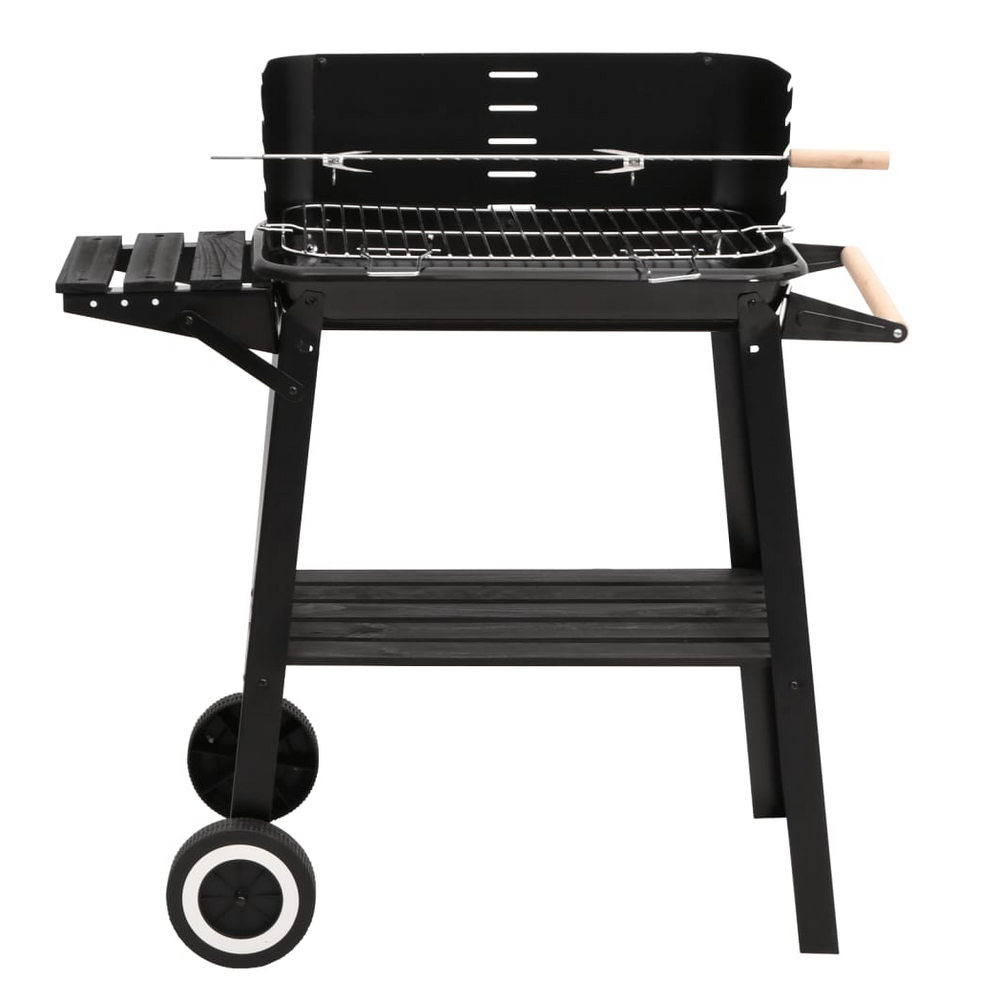 Charcoal BBQ Grill with Wheels Black Steel - anydaydirect