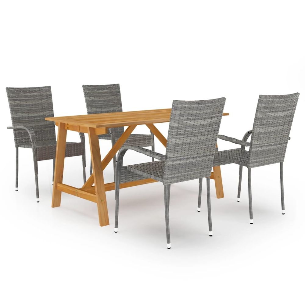 5 Piece Garden Dining Set Brown - anydaydirect