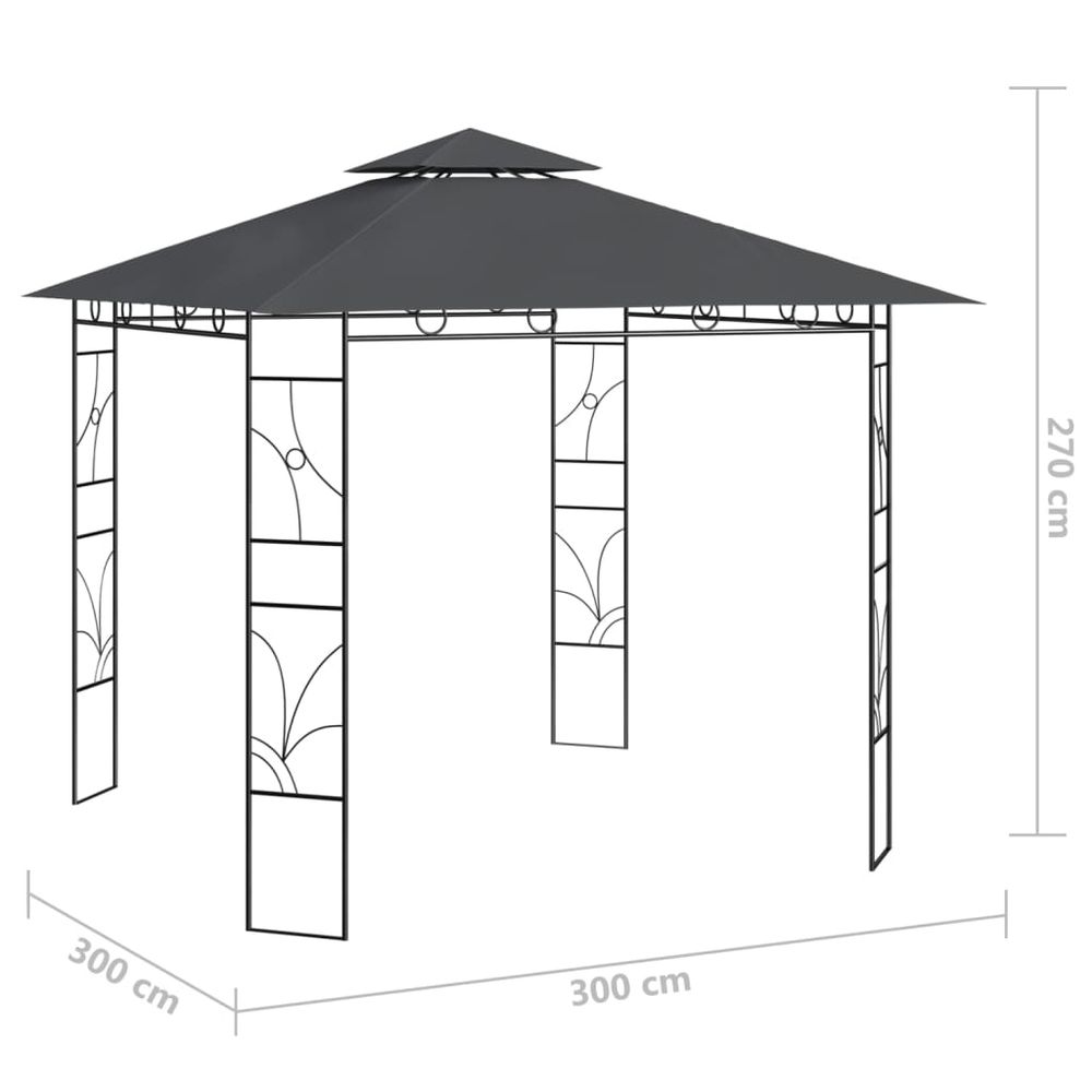 Gazebo 3x3x2.7 m Anthracite 160 g/m² - anydaydirect