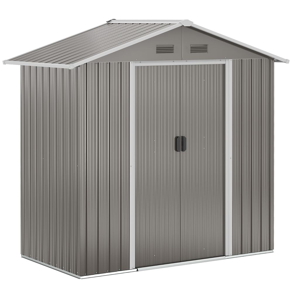 Outsunny 6.5x3.5ft Metal Garden Shed for Garden and Outdoor Storage, Grey - anydaydirect